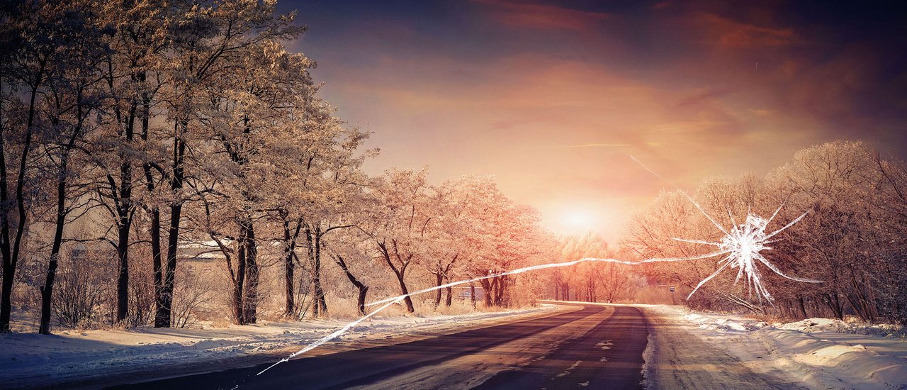 Vinter bilruta krossad Vinter bilruta krossad